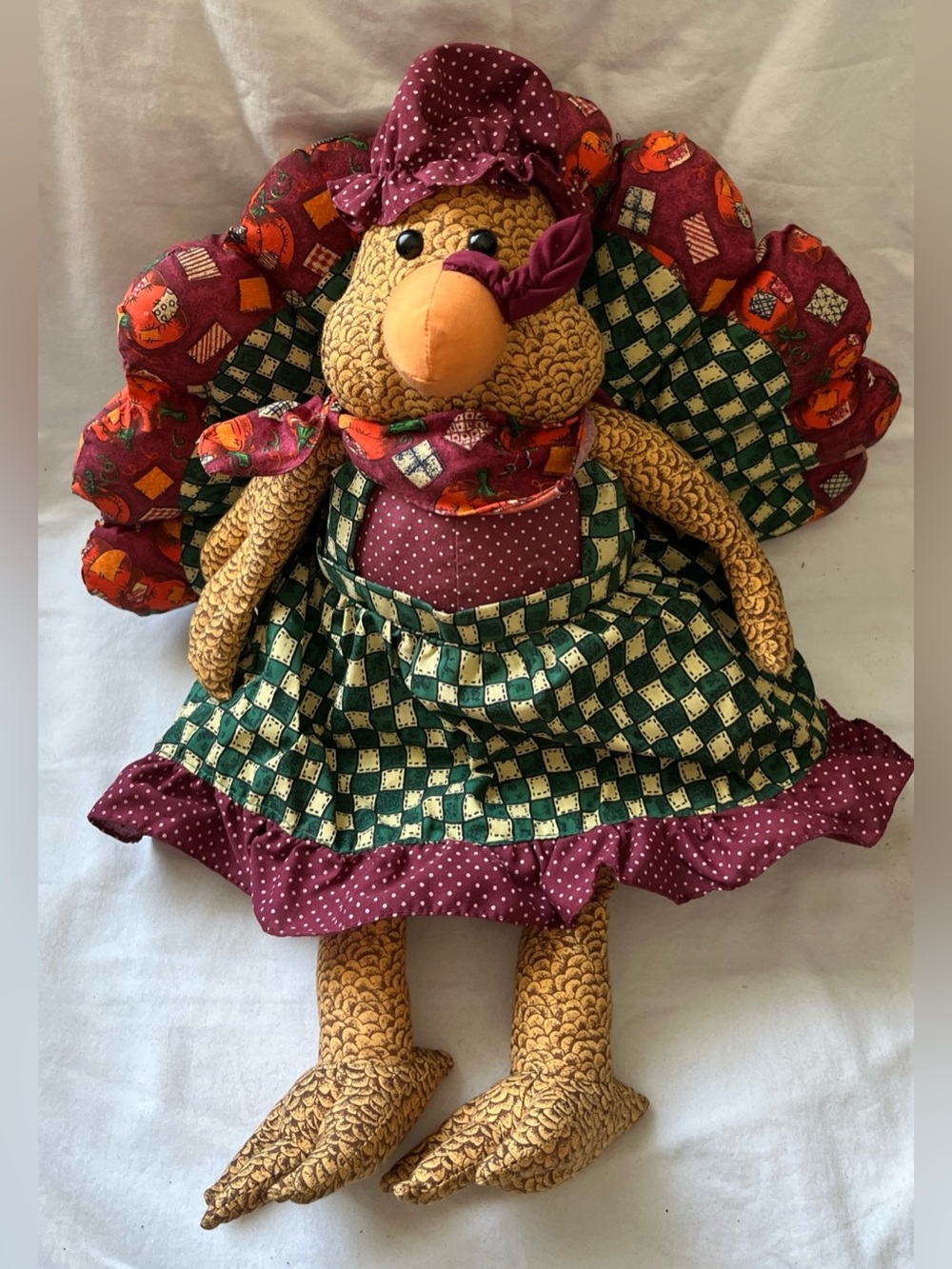 Country Cottage Farmhouse Vintage RagDoll Dressed Turkey Fall Harvest Decor